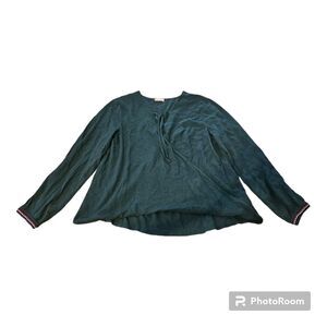 Hem & Thread Dark Green Long Rayon Sleeve Medium Shirt